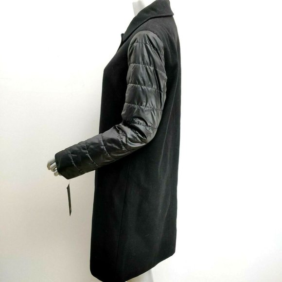NWT Jones New York Size 6 Black Button Front Long Wool Blend Puffer Sleeve Coat - Picture 4 of 10